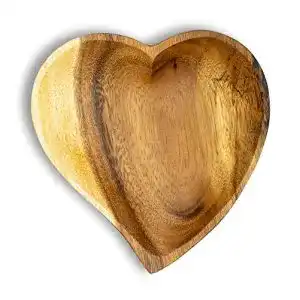 Holzschale levandeo Akazie 15cm Herz Design Snackschale