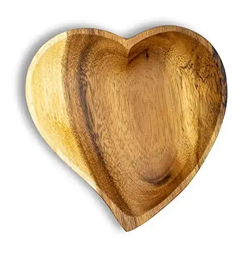 Holzschale levandeo Akazie 15cm Herz Design Snackschale