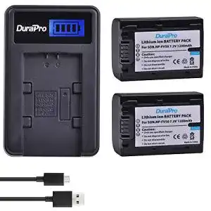 Sony-Akkus DuraPro 2Pcs 1200mAh NP-FV50 NP-FV50 Akku + LCD