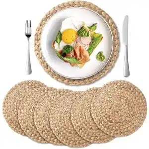 Tischsets YANGQIHOME 6er Set, geflochten rund Stroh 30 cm