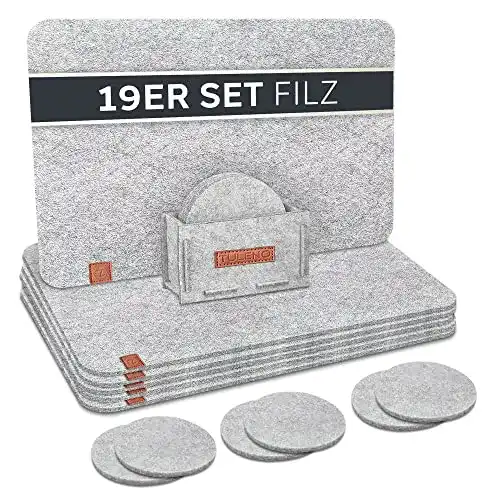 Tischsets TULENO ® Tischset Filz grau 19-teilig abwaschbar