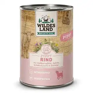 Welpen-Nassfutter WILDES LAND Puppy Rind 12 x 400 g