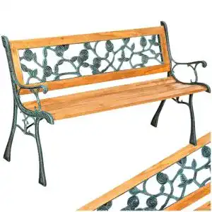Gartenbank TecTake Parkbank Holz, „Marina“ 124 x 52 x 74cm