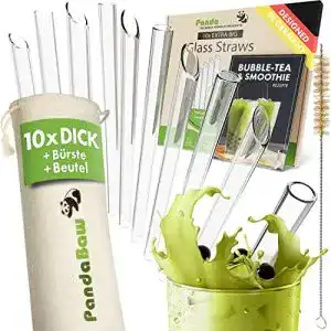 XXL-Strohhalm PandaBaw ® 10x Bubble Tea Strohhalme Glas