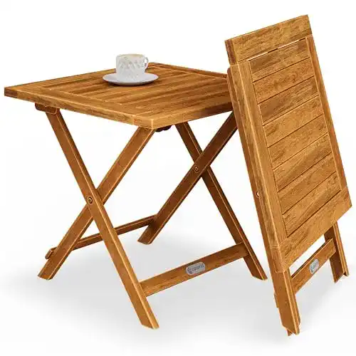 Gartentisch (Holz) Casaria Beistelltisch Klapptisch Akazie 46×46 cm