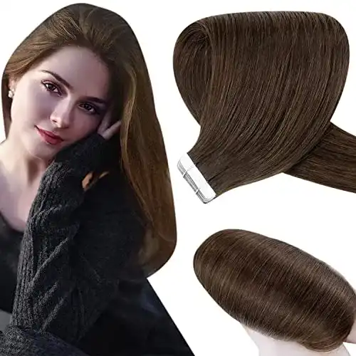 Tape-Extensions HETTO Echthaar Extensions Braun Glatt 35 cm