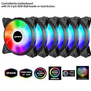 upHere-Lüfter upHere 5V PWM RGB LED PC Gehäuselüfter 120mm