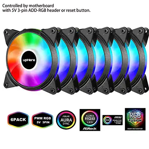 upHere-Lüfter upHere 5V PWM RGB LED PC Gehäuselüfter 120mm