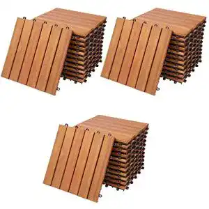 Holzfliesen Balkon Deuba Casaria Eukalyptusholz 3m² 30x30cm