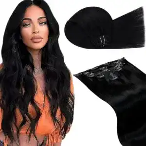 Clip-in-Extensions LaaVoo Echthaar Clip Schwarz 7PCS