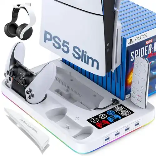 PS5 Staender OIVO PS5 Ständer mit 3 Stufen Lüfter und Headset