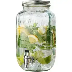 Wasserspender PEARL: Retro-Getränkespender aus Glas, 3,5 Liter