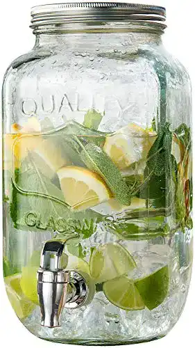 Wasserspender PEARL: Retro-Getränkespender aus Glas, 3,5 Liter