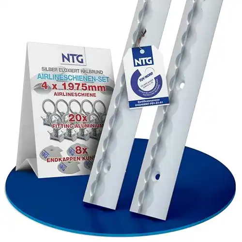 Airlineschiene NTG 4 x 2 m Alu runde halbrunde Form