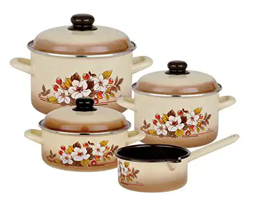 Emaille-Topfset GSW 243155 Madeira Topf-Set 4-teilig, Emaille