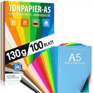 A5-Papier ELES VIDA 100 Blatt TONPAPIER Buntes Papier Set
