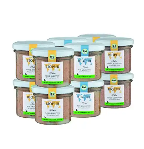 Bio-Nassfutter Hund BIOPUR Bio Gemischtes Hundefutter 12x100g