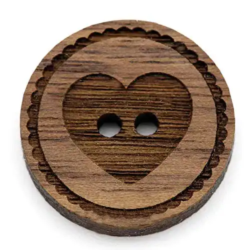 Holzknöpfe NaturSchatulle Gravur Motiv Herz 12-30mm 25 Stück