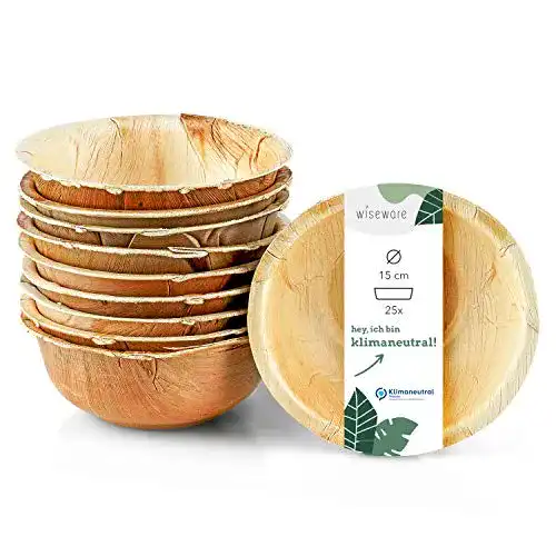 Bio-Einweggeschirr wiseware Palmblatt Schale – 25 Stück