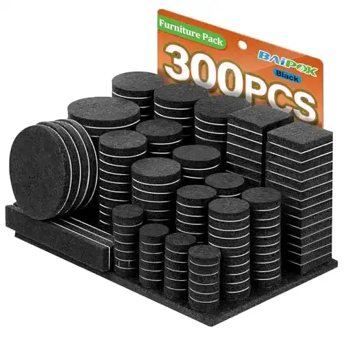 Filzgleiter selbstklebend BAIPOK Set 300 Stück – Schwarz Premium