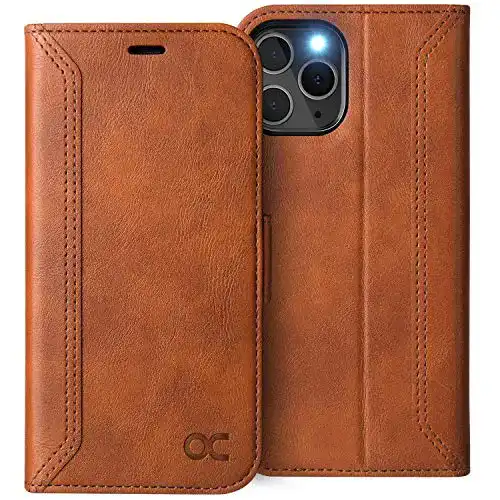 iPhone-12-Hülle OCASE Retro Hülle, PU Leder Flip Cover