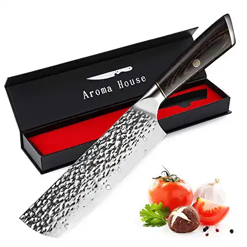 Damast-Hackmesser Aroma House Nakiri Profi Messer 17.5 cm,Nakiri