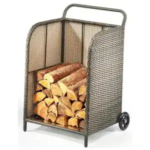 Kaminholzwagen Kobolo Transportwagen Polyrattan grau 79 cm