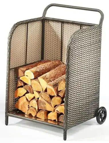 Kaminholzwagen Kobolo Transportwagen Polyrattan grau 79 cm