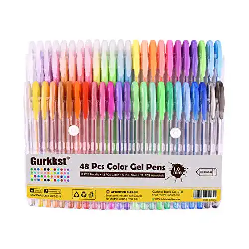 Glitzerstifte Gurkkst 48 Stück Glitzer Gelschreiber Multicolor Set