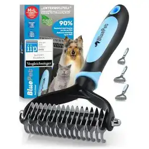Hundebürste Bluepet ® UnterwollToll & Katzenbürste Langhaar