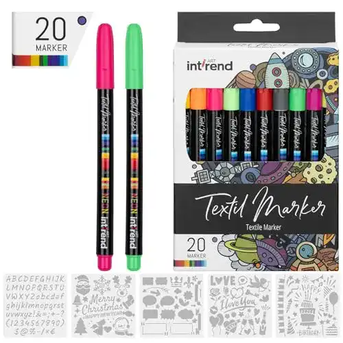 Textilstifte int!rend Textilmarker 25er Set I 20 Bunte