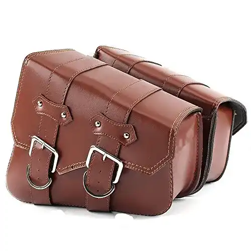 Satteltaschen Motorrad Lovemotor, braun/schwarz PU Leder