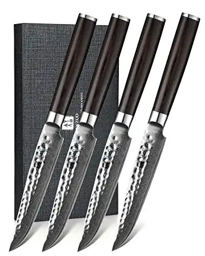 Damast-Steakmesser XINZUO 4-Teilig Steakmesser Set, 12.4cm