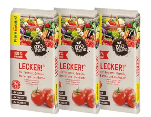 Tomatenerde Floragard Bio-Erde Lecker 3×20 Liter – für Tomaten