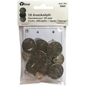 Jeansknöpfe Yline 10 Jeans Knöpfe altkupfer 20 mm, Metallknopf