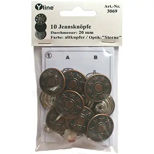 Jeansknöpfe Yline 10 Jeans Knöpfe altkupfer 20 mm, Metallknopf
