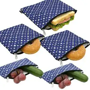 Lunchbag SNOWVE Wiederverwendbar, waschbar, Stoff, 5 Stück