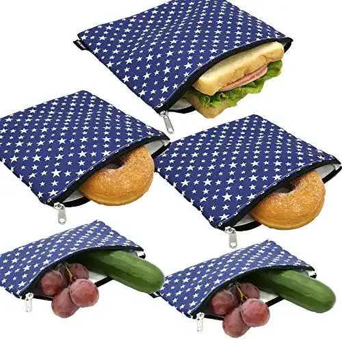 Lunchbag SNOWVE Wiederverwendbar, waschbar, Stoff, 5 Stück