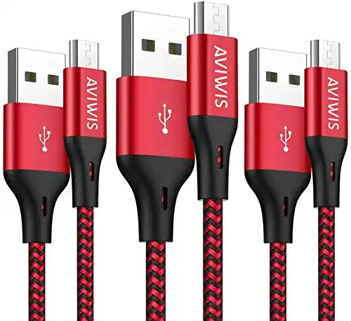 Schnellladekabel AVIWIS Micro USB Kabel [3Pack 2M] Nylon Micro
