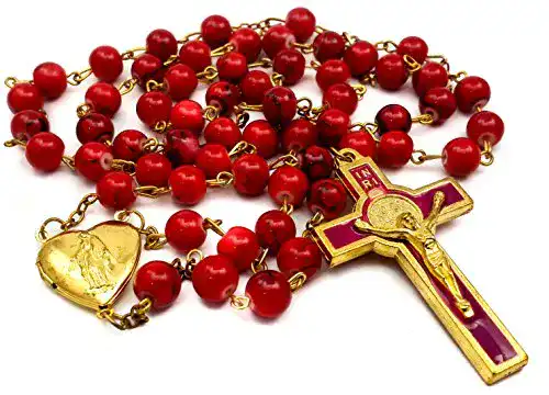 Rosenkranz Nazareth Store Rote Korallenperlen Halskette