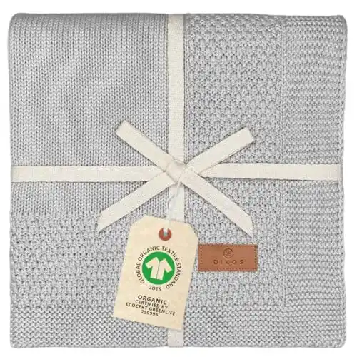 Babydecke DIKOS aus 100% Bio Baumwolle grau, atmungsaktiv