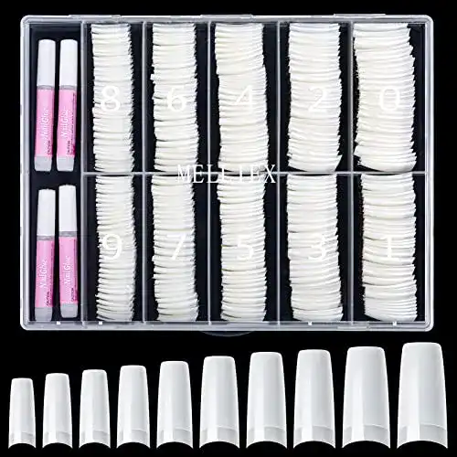 Acryl-Nägel MELLIEX 500 Stück French Künstlich Nageltips Set