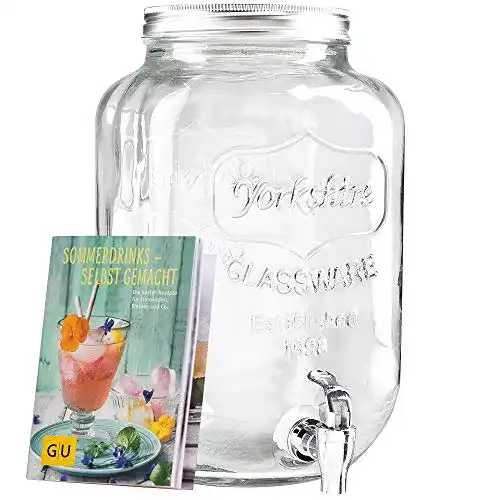 Wasserspender LEVIVO Getränkespender aus Glas, Zapfhahn, 8 L