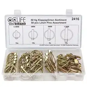 Splinte CCLIFE 50 tlg Klappstecker Klapp Klappn Sortiment Bolzen