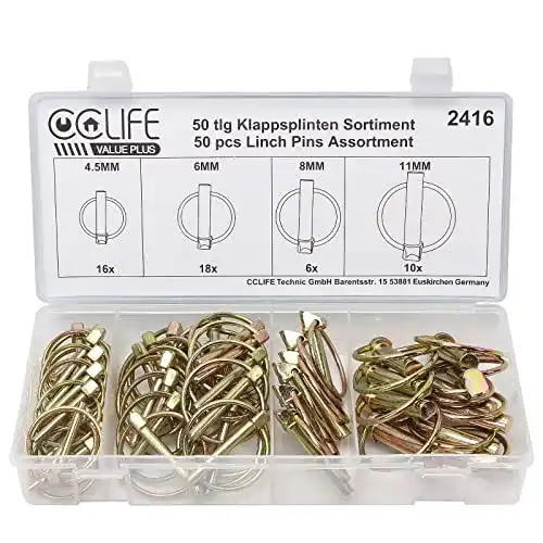 Splinte CCLIFE 50 tlg Klappstecker Klapp Klappn Sortiment Bolzen
