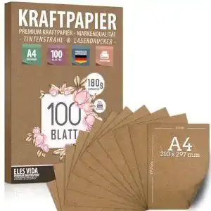 Kraftpapier ELES VIDA 100 Blatt A4 Set, 180 g, 21 x 29,7 cm