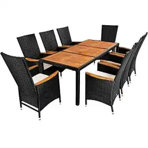 Gartentisch mit Stühlen Deuba Poly Rattan Sitzgruppe 8 Stühle