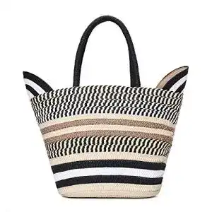 Korbtaschen JOSEKO Stroh Handtasche mit Ledergriffe Quaste