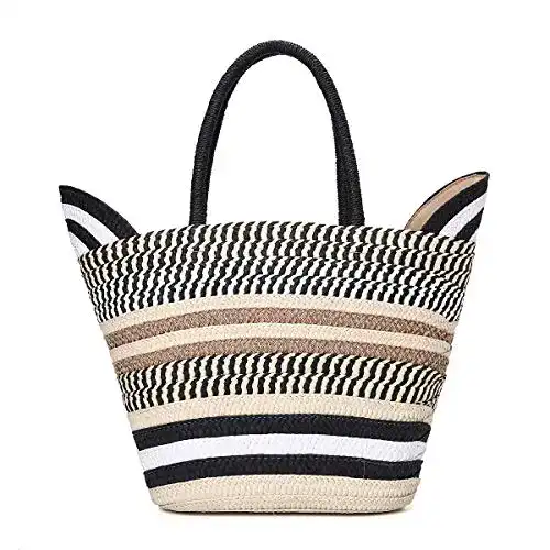 Korbtaschen JOSEKO Stroh Handtasche mit Ledergriffe Quaste