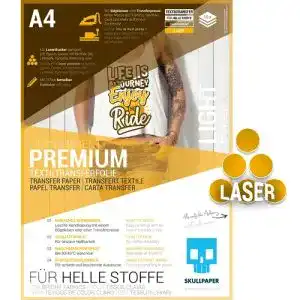 Transferfolie Laserdrucker SKULLPAPER ® für HELLE Stoffe